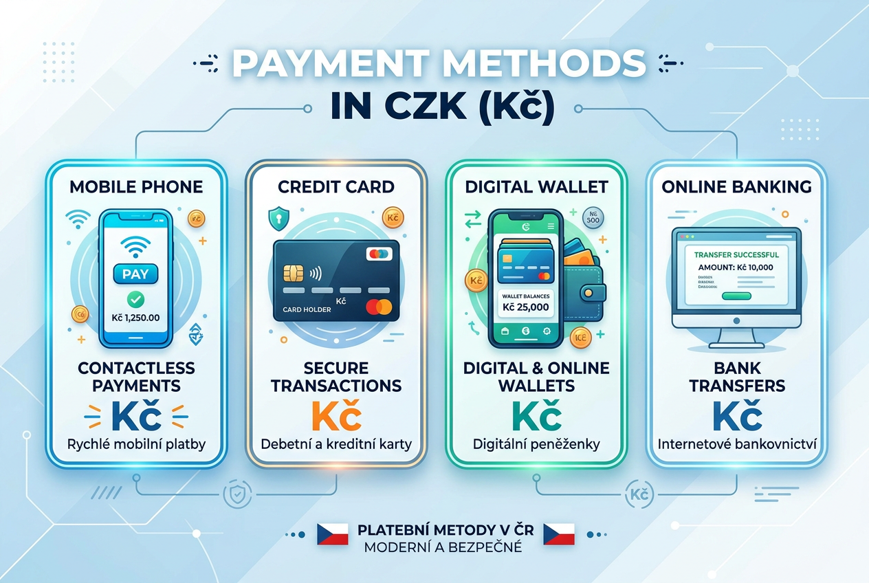 Ikony platebních metod v českém online casinu