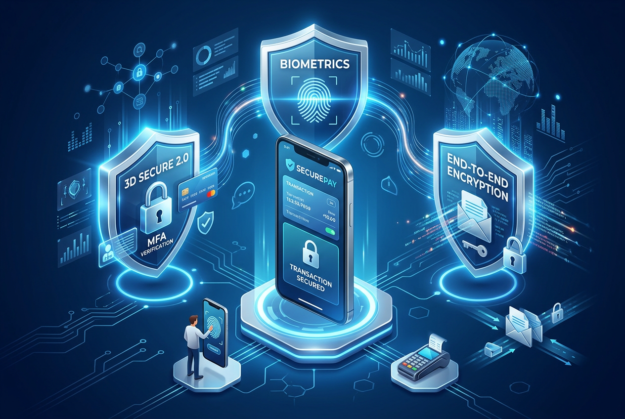 Infografika procesu 3D Secure a schvalování platby v aplikaci Revolut